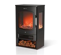 Juskys cheminée électrique 1800W - Noir, poêle électrique sur Pied avec Effet Flamme LED, WiFi/App, télécommande
