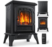 Cheminée électrique noire - KESSER - Radiateur soufflant intégré - Télécommande - 2 niveaux de chauffage