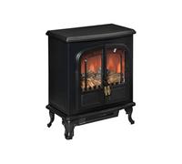 HomCom Cheminée électrique poêle Style néo-rétro 2 portes verre trempé 1000/2000W LED réglable Noir