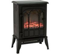 HomCom Cheminée électrique poêle style rétro 1000–2000 W Simulation flammes LED Porte Noir