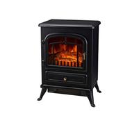 HOMCOM Cheminée électrique à Effet de Flamme poêle Style rétro Thermostat 1000-2000 W Anti surchauffe Noir