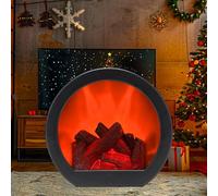 Cheminée LED Cheminee Décorative, Cheminee Electrique Effet Flamme, Fausse Cheminée Decorative Noël, Lampe de Cheminée Électrique, Effet Feu Réaliste, Alimentation USB et Piles (Ronde)