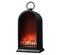 Cheminée LED noire avec effet flamme - 25 cm - Cheminée électrique décorative avec minuterie - Feu artificiel avec port USB et batterie