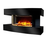 CHEMIN ARTE - Cheminée électrique Murale Lounge Médium Noire 82 cm Effet Flammes LED, Chauffage programmable, Télécommande