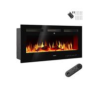Cheminée murale électrique avec thermostat intégré 127x12x43 cm noir