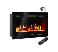 Cheminée murale électrique avec thermostat intégré 91,5x12x43 cm noir