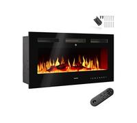 Cheminée murale électrique avec thermostat intégré noir