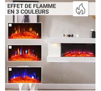 Cheminée murale électrique BALDERIA Lumina - Puissance de chauffage jusqu'à 1 800 W effet de flammes en 3D blanche