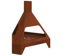 Cheminée Triangulaire 50 x 43 x 52 cm Acier Résistant aux Intempéries | Design Moderne, Compact pour Balcon, Résistant à la Chaleur et aux UV, Patère Rustique