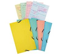 Chemise 3 rabats à élastiques Aquarel + 25 fiches bristol 125x200mm - 4 couleurs assorties - Couleurs assorties
