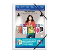 Chemise 3 rabats Oxford Polyvision A4 avec élastique couverture polypro blanc
