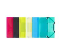Chemise à élastique 3 rabats plastique Propyglass Viquel - 12 x 16 cm - couleurs translucides assorties