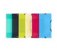 Chemise à élastique 3 rabats plastique Travel Pocket Propyglass Viquel - 12 x 23,5 cm - couleurs translucides assorties
