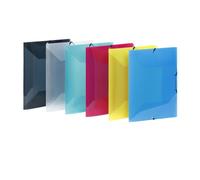 Chemise à élastique 3 rabats plastique Viquel Propyglass 24 x 32 couleurs assorties translucides