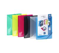 Chemise à élastique 3 rabats polypropylène personnalisable Viquel Propyglass 23 x 32 cm - dos 1,5 cm couleurs assorties