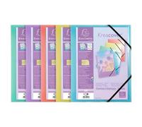 Chemise à élastiques 3 rabats polypropylène Kreacover Pastel - A4 - Couleurs assorties