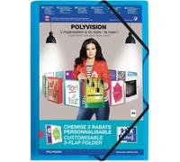 Chemise à rabats polyvision A4 PP 3 rabats bleu Paquet de 12