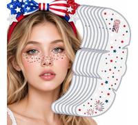 Chemise américaine 250e anniversaire - Lot de 8 tatouages de visage patriotiques avec drapeau américain rouge, blanc, bleu, tenue du 4 juillet pour femme | 250e anniversaire 1776-2026 Marchandises