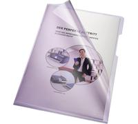 Chemise Bene, DIN A4, violet, film PVC, 150 my, surface lisse, transparente, découpe pour poignée, 100 pochettes