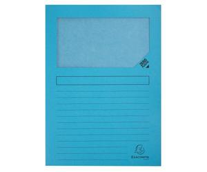 Chemise coin papier avec fenêtre Super Exacompta - Paquet de 100 - Bleu