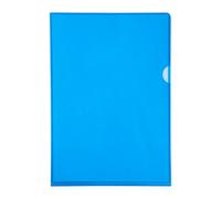 Chemise coin plastique Exacompta A4 polypropylène 13/100e transparente - Paquet de 100 - Bleu