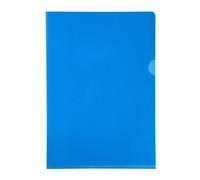 Chemise coin plastique Exacompta A4 PVC 13/100e transparente - Paquet de 10 - Bleu