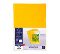 Chemise coin plastique Exacompta A4 PVC 13/100e transparente - Paquet de 10 - Jaune