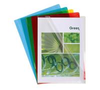 Chemise coin plastique Exacompta A4 PVC lisse 13/100e transparente couleurs assorties - Paquet de 50