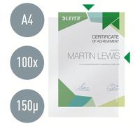 Chemise coin plastique LEITZ A4 PVC 10/100ème transparentes