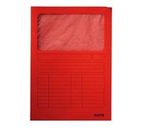 Chemise coins papier avec fenêtre Leitz A4 160 g - Paquet de 100 - Rouge
