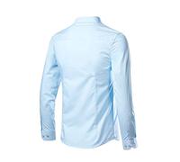Chemise de smoking unie à manches longues pour homme - Sans repassage - Blanc - Sans plis - Chemise de travail Oxford extensible décontractée - Coupe régulière - Haut décontracté pour col boutonné