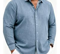 Chemise décontractée ample à manches longues imprimée pour hommes, vêtement de travail polyvalent et nouvelle grande taille 1XL,2XL,3XL,4XL,5XL,6XLUnicoloreTissu tissé
