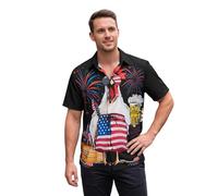 Chemise d'été pour homme - Impression numérique 3D - Chemise hawaïenne - Coupe ample - Chemise de plage à manches courtes - Haut de vacances avec col - Boutons - Chemise de travail décontractée