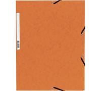 Chemise exacompta 3 rabats carte lustree 355gr a4 fermeture elastique etiquette coloris orange lot 10 unites