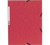 Chemise exacompta 3 rabats carte lustree 355gr a4 fermeture elastique etiquette coloris rouge lot 10 unites