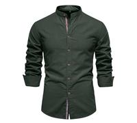 Chemise Homme Manches Longues- Blouse De Travail Col Mao Couleur Unie Décontractée Slim Chic Légère Classique Comfortable Business Haut Repassage Facile De Tous Les Jours Streetwear