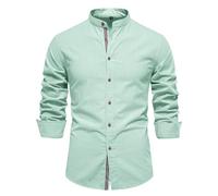 Chemise Homme Manches Longues- Blouse De Travail Col Mao Couleur Unie Décontractée Slim Chic Légère Classique Comfortable Business Haut Repassage Facile De Tous Les Jours Streetwear