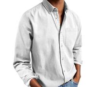 Chemise Homme Manches Longues, Blouse De Travail Homme Col Revers Décontracté Couleur Unie Classiques Coupe Ample Confortable Passe-Partout Chic De Tous Les Jours Doux Automne Sortir Haut