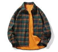 Chemise Homme Manches Longues Flanelle Hiver Chaude Chemise a Carreaux Homme en Polaire de Travail Décontracté Veste Chemises à Boutons et Poche-Avant Surchemise Grande Taille Chemisette pour Hommes