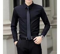 Chemise Homme pour lin Polyester Manches Longues Coupe Ajustée | pour mélange polyester et pour lin, tissu léger, respirant, idéal pour les journées chaudes(Black 2XL)