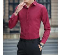 Chemise Homme pour lin Polyester Manches Longues Coupe Ajustée | pour mélange polyester et pour lin, tissu léger, respirant, idéal pour les journées chaudes(Burgundy S)