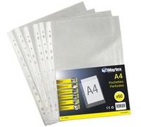 Waytex Pochettes perforées A4 931303 – Transparentes grainées 50 microns – Paquet de 50