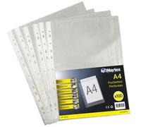 Waytex 931306 Pochettes Perforées A4 Transparentes Grainées 90 microns - Paquet de 100