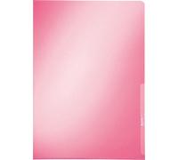 Chemise transparente Leitz, DIN A4, rouge, film PVC, surface lisse, transparente, ouverture en haut/à droite, protection des documents, bords soudés, 100 pièces