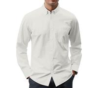 Chemises classiques pour homme - Manches longues - Couleur unie - Chemise de travail décontractée - Boutonnée - Col à revers - Loisirs - Légères et respirantes - Coupe ajustée - Vintage - Confortable