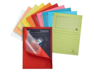 Chemises coin papier avec fenêtre Super Exacompta coloris assortis - Paquet de 10