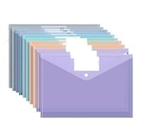 Chemises de classement, Assortiment de 20 pièces A4 en plastique avec fermeture à pression, dossiers transparents for le bureau et les voyages(Mixed Thick)