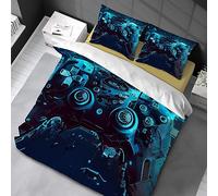 Chenbing Art Housses de Couettes 90x190 cm Gamer 3D Game Console Gamepad Set Impression de Manette de Jeu Moderne Enfants Parure de Lit pour Garçon et Adolescent Jeu Vidéo Housse de Couette 80x80 cm