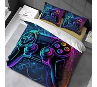 Chenbing Art Parure De Lit 200x220cm Housse De Couette Et Taie d'oreiller 80x80cm pour Enfants Adolescents 3D Console De Jeu Boutons d'action Gamer Console Manette Motif Sets De Housses De Couettes