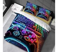 Chenbing Art Parure De Lit 200x220cm Housse De Couette Et Taie d'oreiller 80x80cm pour Enfants Adolescents 3D Console De Jeu Boutons d'action Gamer Console Manette Motif Sets De Housses De Couettes